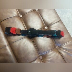 Genuine Leather Ladies M Colorful Belt Suede Red Brown Black Boho